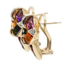Bellarri, boucles d'oreilles en or jaune 18 carats, multi-gemmes et diamants