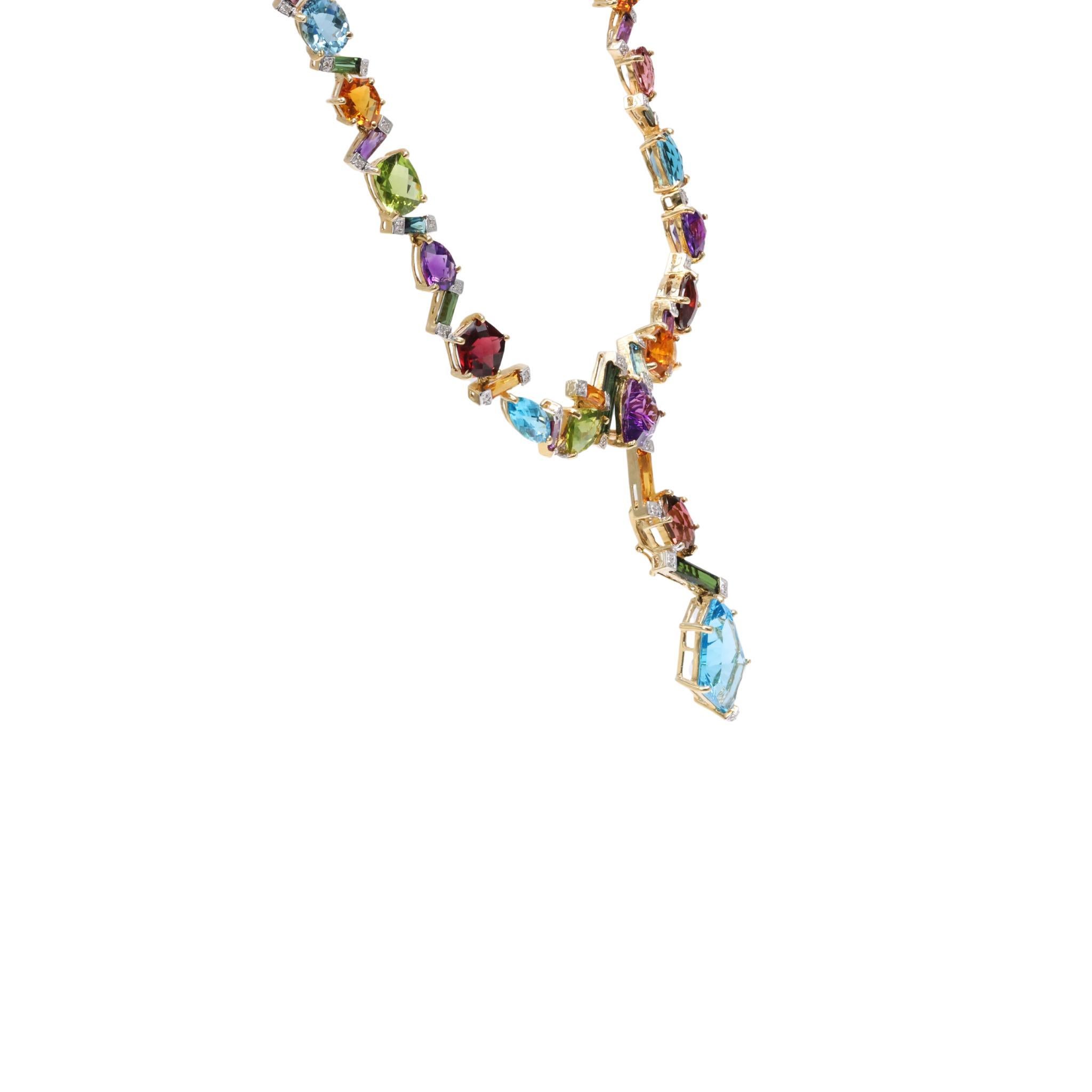 Bellarri Collier à plusieurs pierres avec pendentif amovible en or jaune 18 carats Excellent état - En vente à Tampa, FL