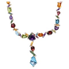 Bellarri Multi Stone Necklace With Removable Drop Pendant Set In 18k Yellow Gold