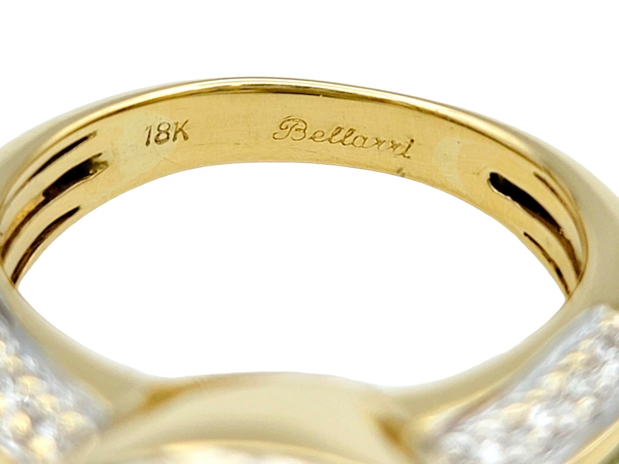 Bellarri Oval Cut Peridot and Pavé Diamond Ring Set in 18 Karat Yellow Gold For Sale 4