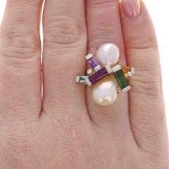 Bellarri Pearl Tourmaline Garnet Cocktail Ring - Yellow Gold 18k 4.90ctw SZ 7