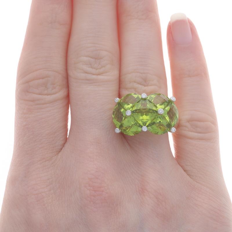 Square Cut Bellarri Peridot Diamond Cluster Cocktail Ring Yellow Gold 18k SquarePie 6.84ctw For Sale