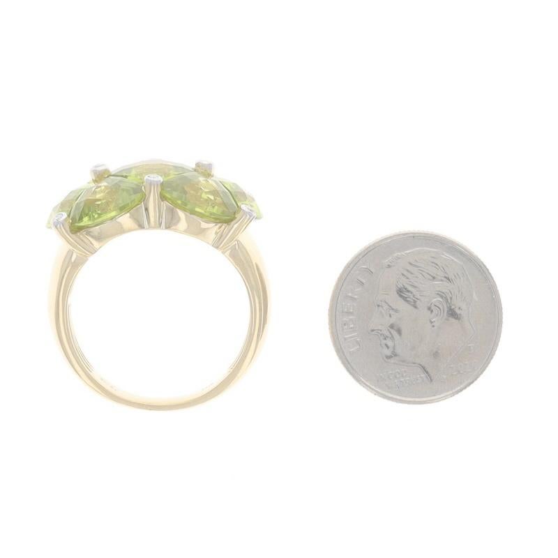 Bellarri Peridot Diamond Cluster Cocktail Ring Yellow Gold 18k SquarePie 6.84ctw For Sale 1