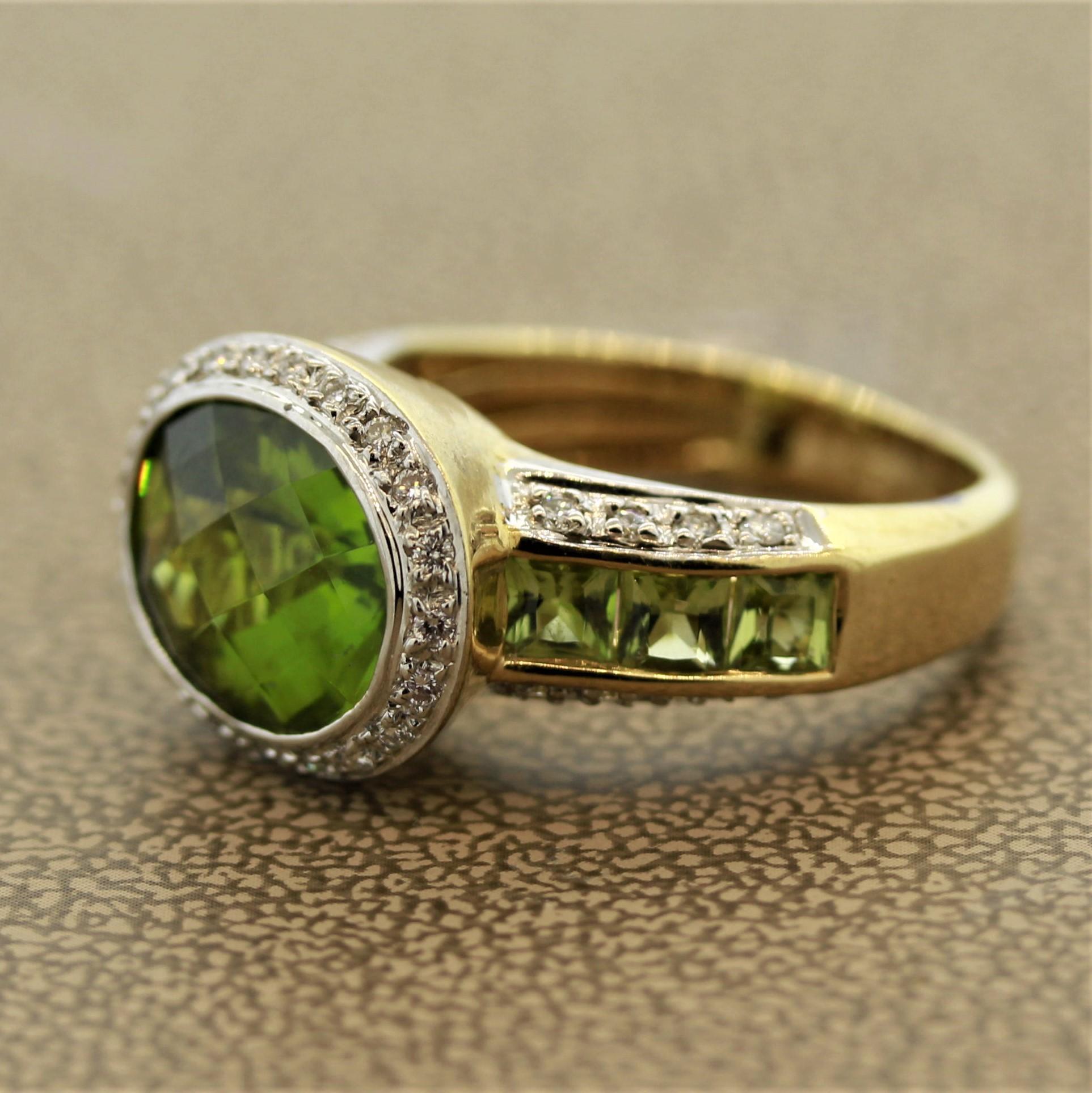 Bellarri Peridot-Diamant-Goldring (Ovalschliff)