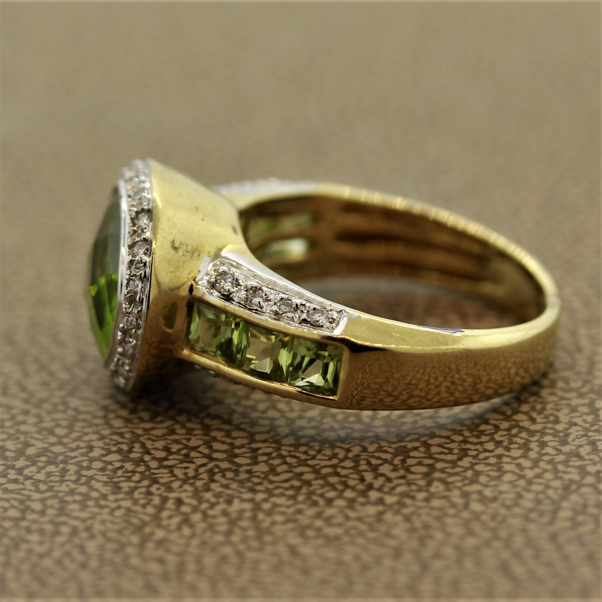 Bellarri Peridot-Diamant-Goldring im Zustand „Neu“ in Beverly Hills, CA