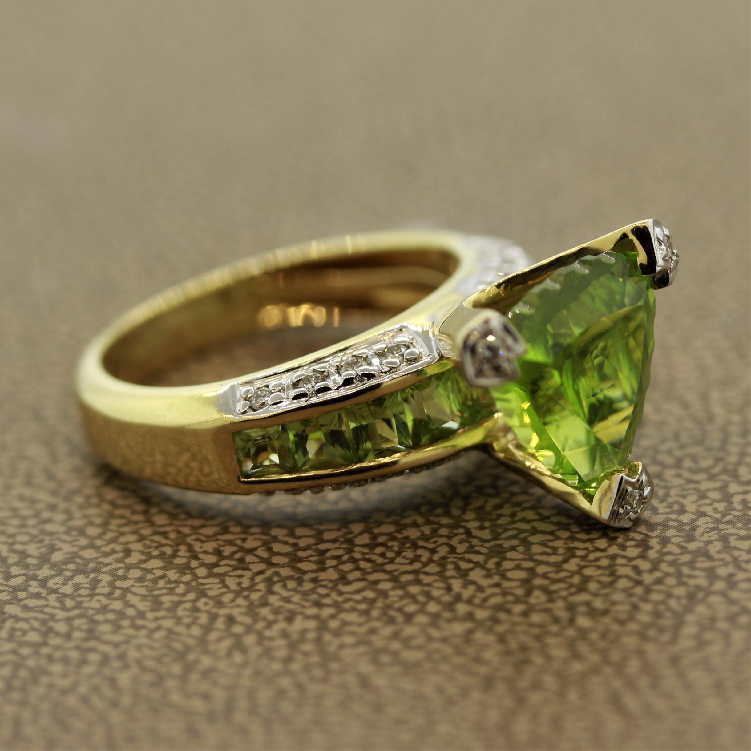 Bellarri Peridot Diamond Gold Ring For Sale 2