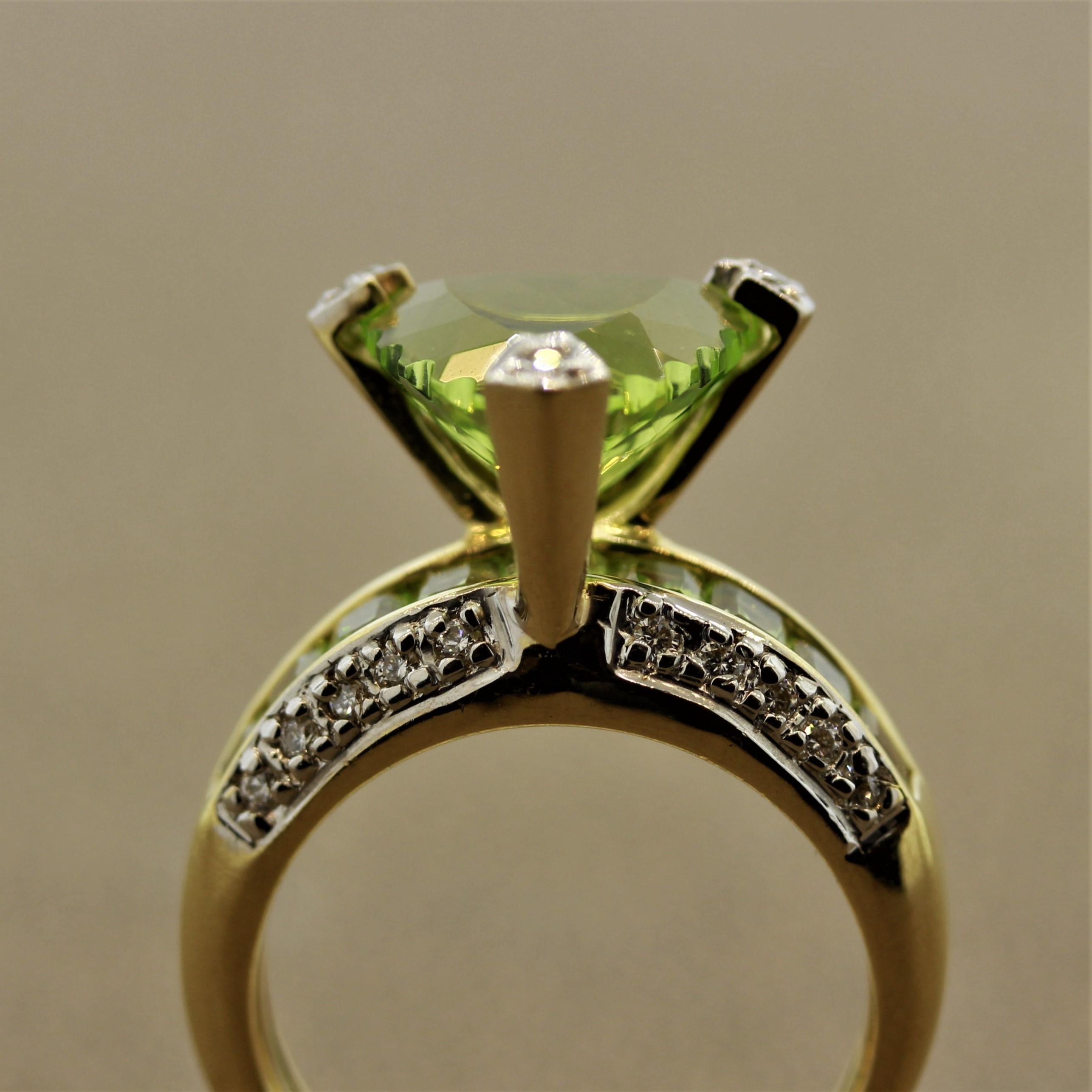 Bellarri Peridot Diamond Gold Ring For Sale 3