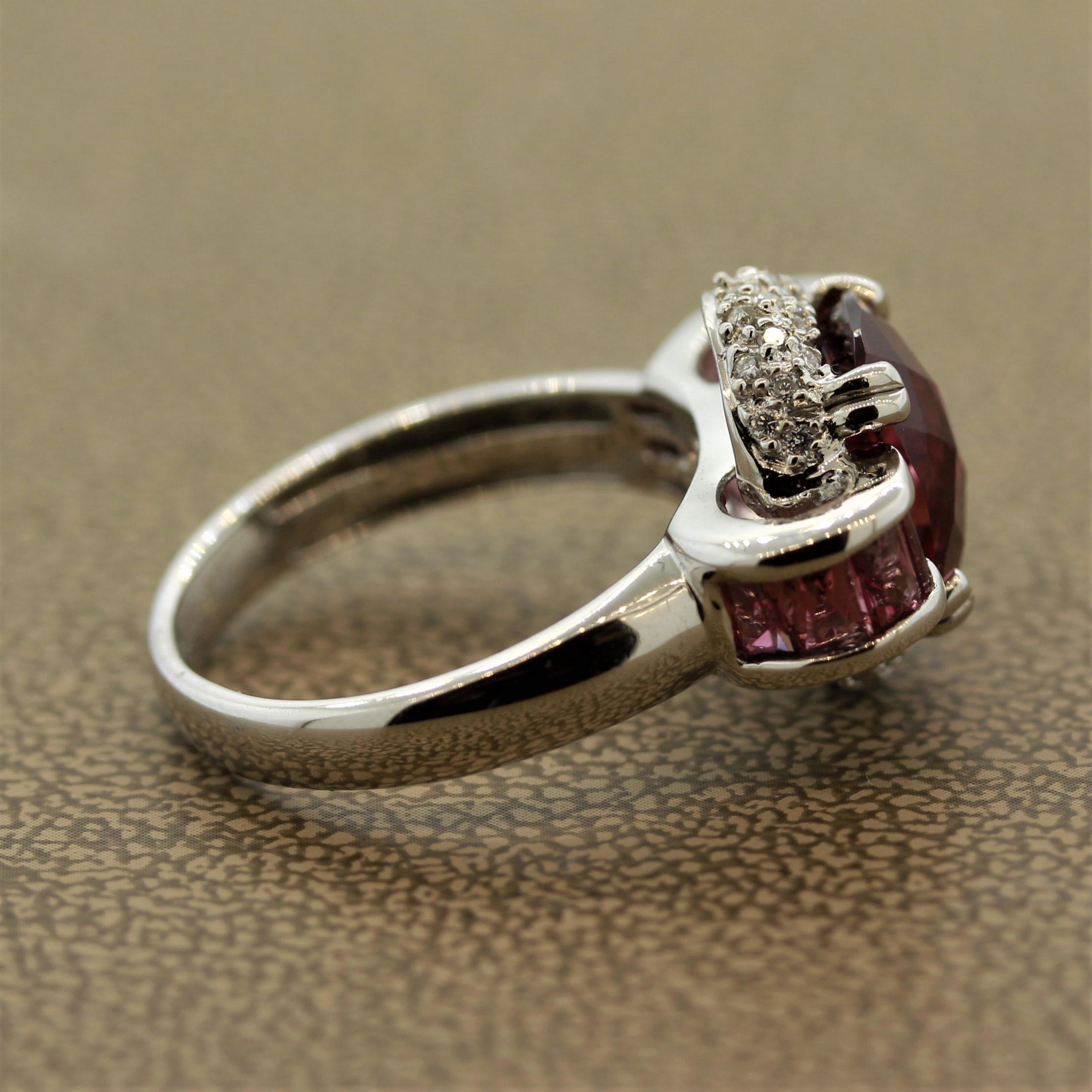 Oval Cut Bellarri Pink Topaz Diamond Gold Ring