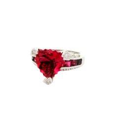 Bague en or blanc 18 carats avec tourmaline rose Bellarri et diamant
