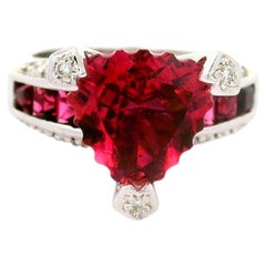 Bague en or blanc 18 carats avec tourmaline rose Bellarri et diamant