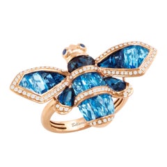 Bellarri Queen Bee Blue Topaz Diamond Gold Ring