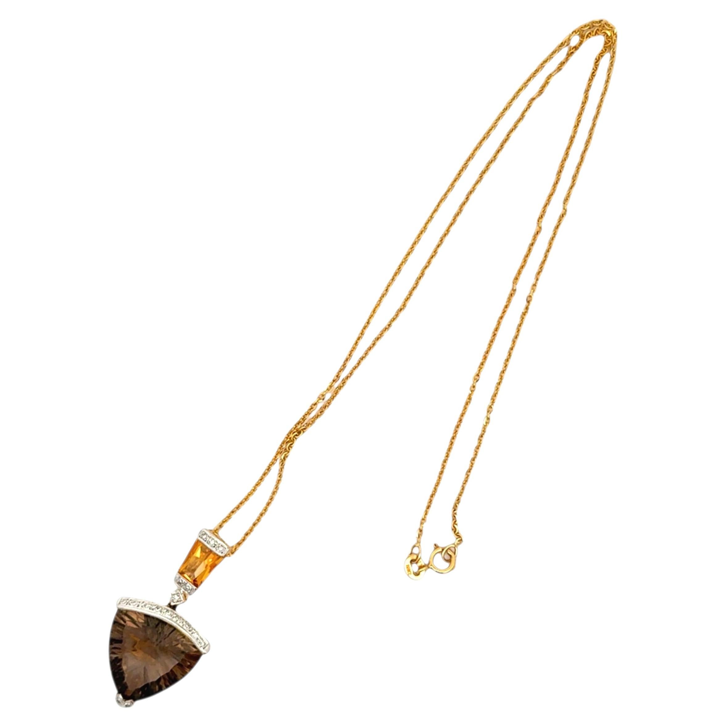 Collana con ciondolo Bellarri in quarzo fumé, citrino e diamanti, in oro giallo 18 carati
