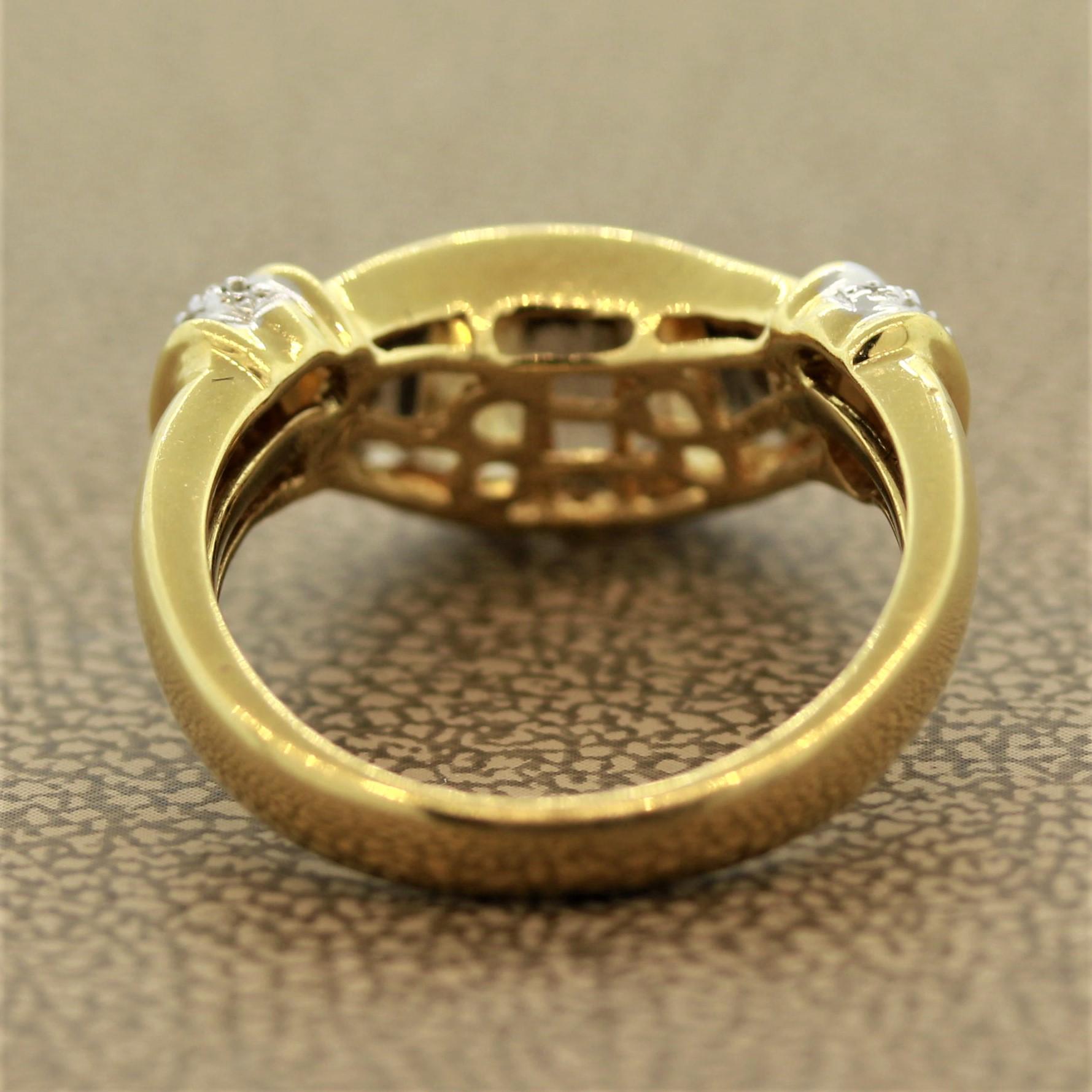 Women's Bellarri Smoky Quartz Citrine Diamond Gold Ring For Sale