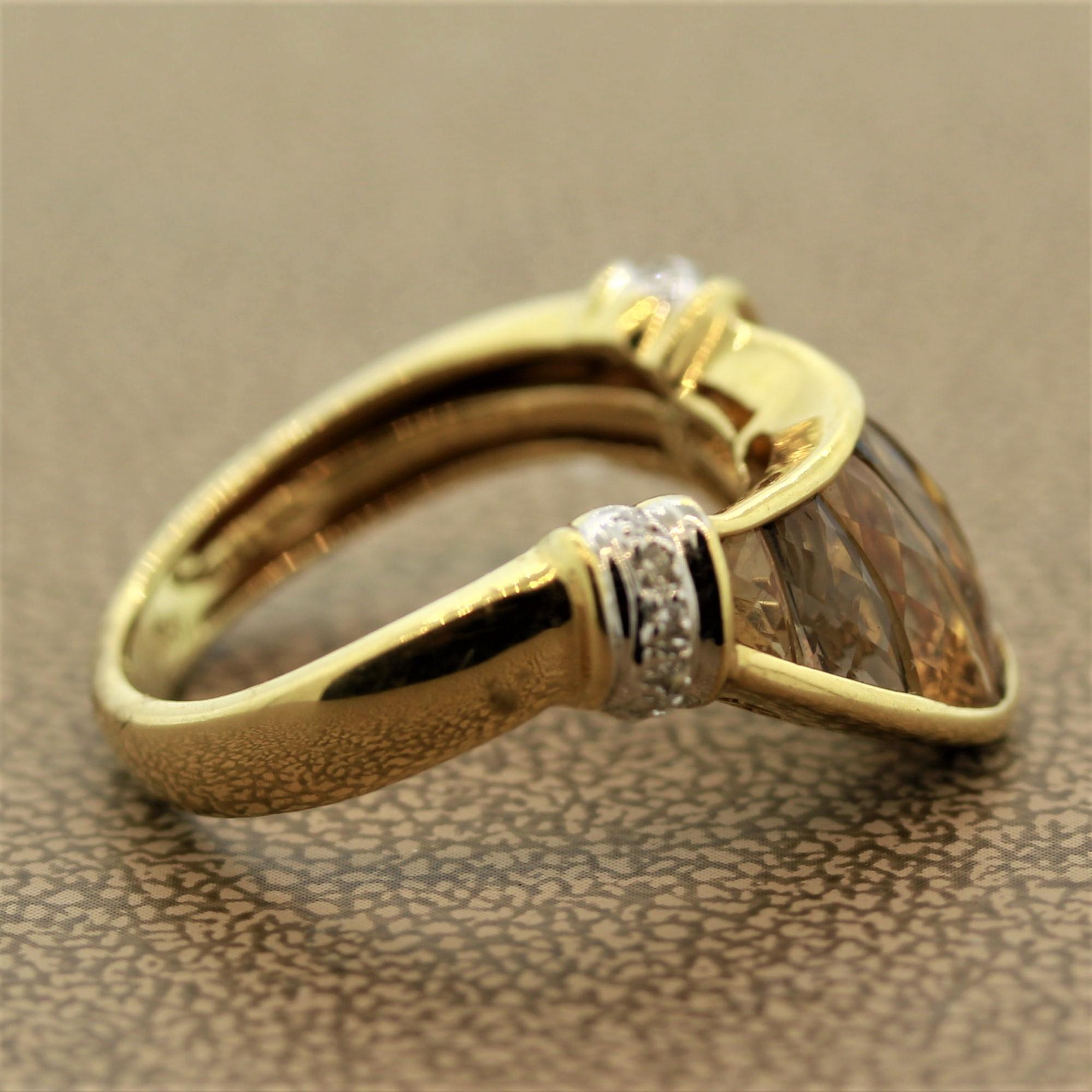 Bellarri Smoky Quartz Citrine Diamond Gold Ring For Sale 1
