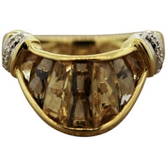 Bellarri Smoky Quartz Citrine Diamond Gold Ring