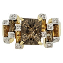 Bellarri Smoky-Quartz Citrine Diamond Gold Ring