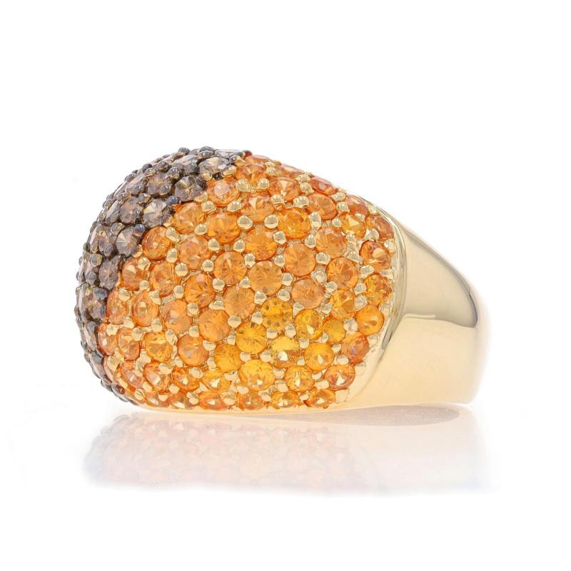 Bellarri Spessartite Garnet Diamond Cocktail Dome Ring - Yellow Gold 18k 4.24ctw In Excellent Condition For Sale In Greensboro, NC