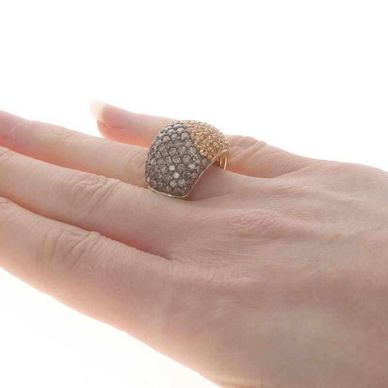 Women's Bellarri Spessartite Garnet Diamond Cocktail Dome Ring - Yellow Gold 18k 4.24ctw For Sale