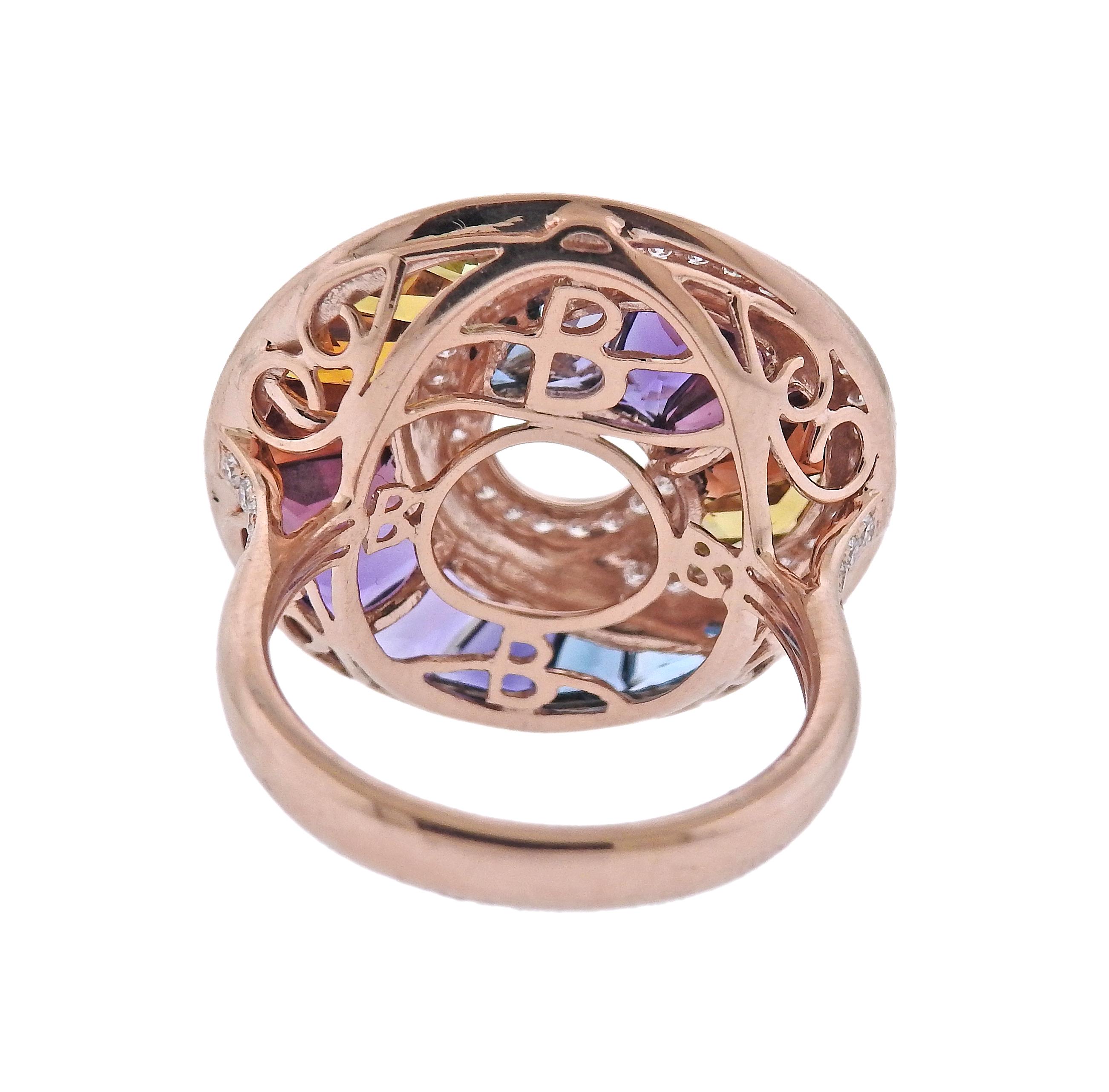 Bellarri: Goldener Diamant-Multi-Edelstein-Ring (Rundschliff) im Angebot