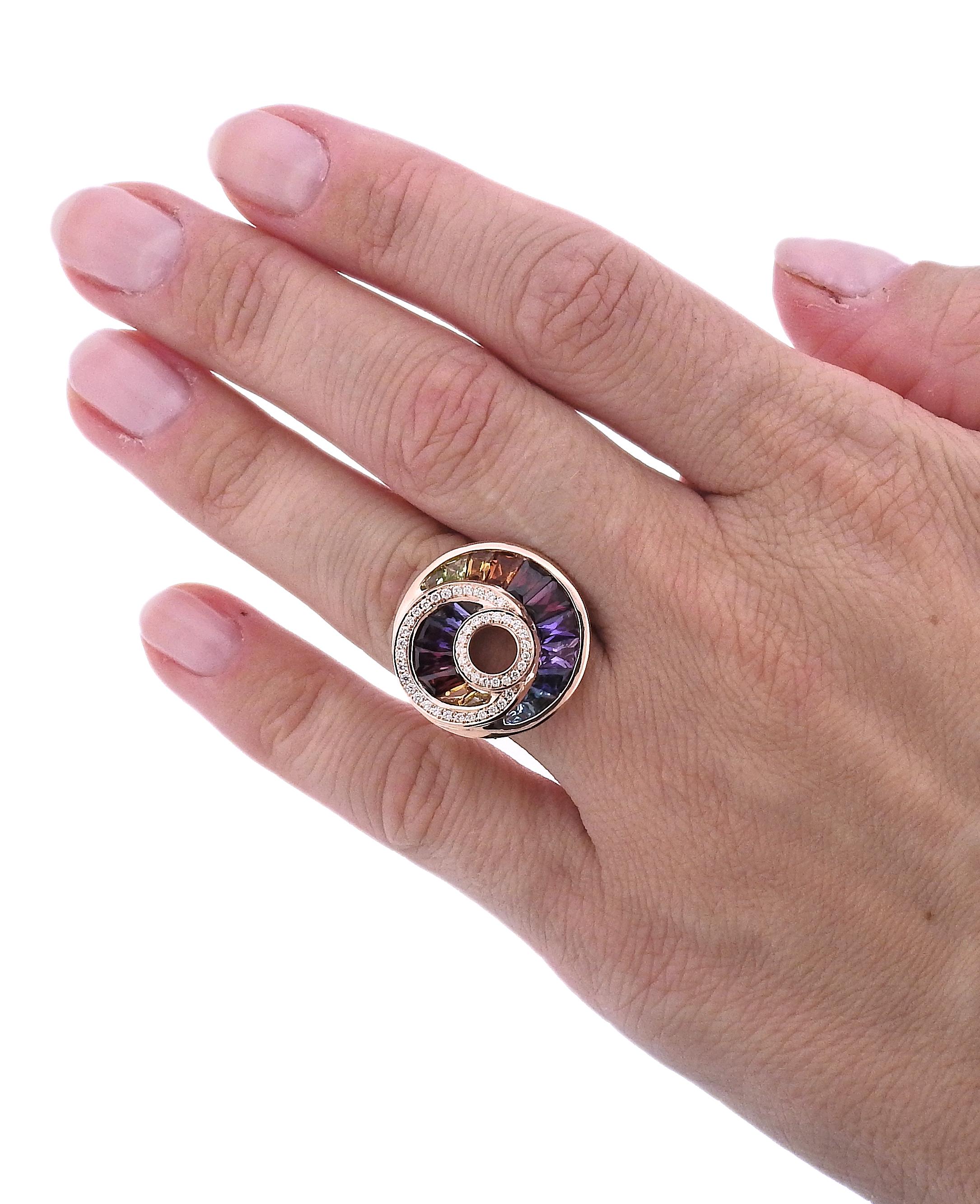 Bellarri: Goldener Diamant-Multi-Edelstein-Ring im Zustand „Neu“ im Angebot in Lambertville, NJ