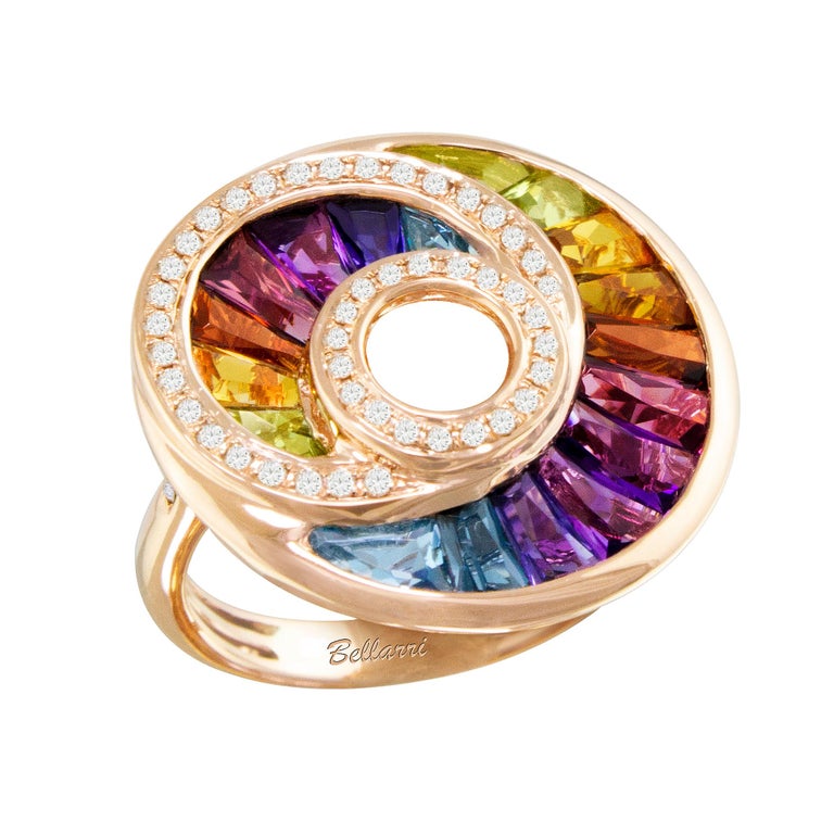 Bellarri the Cove Gold Diamond Multi Gemstone Ring For Sale at