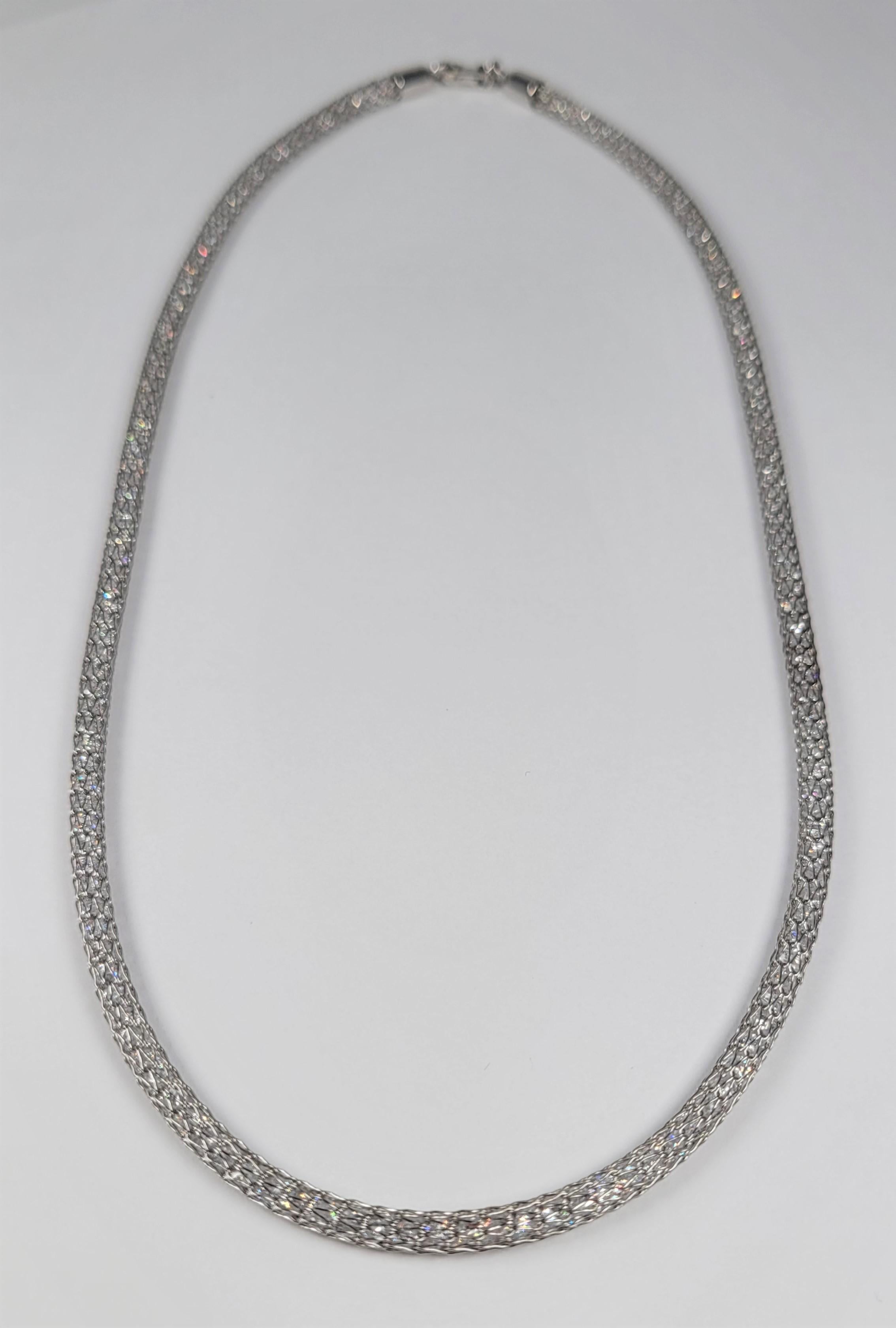Bellarri Weißer Saphir gefüllt 14 Karat Weißgold Mesh Kette (Moderne)