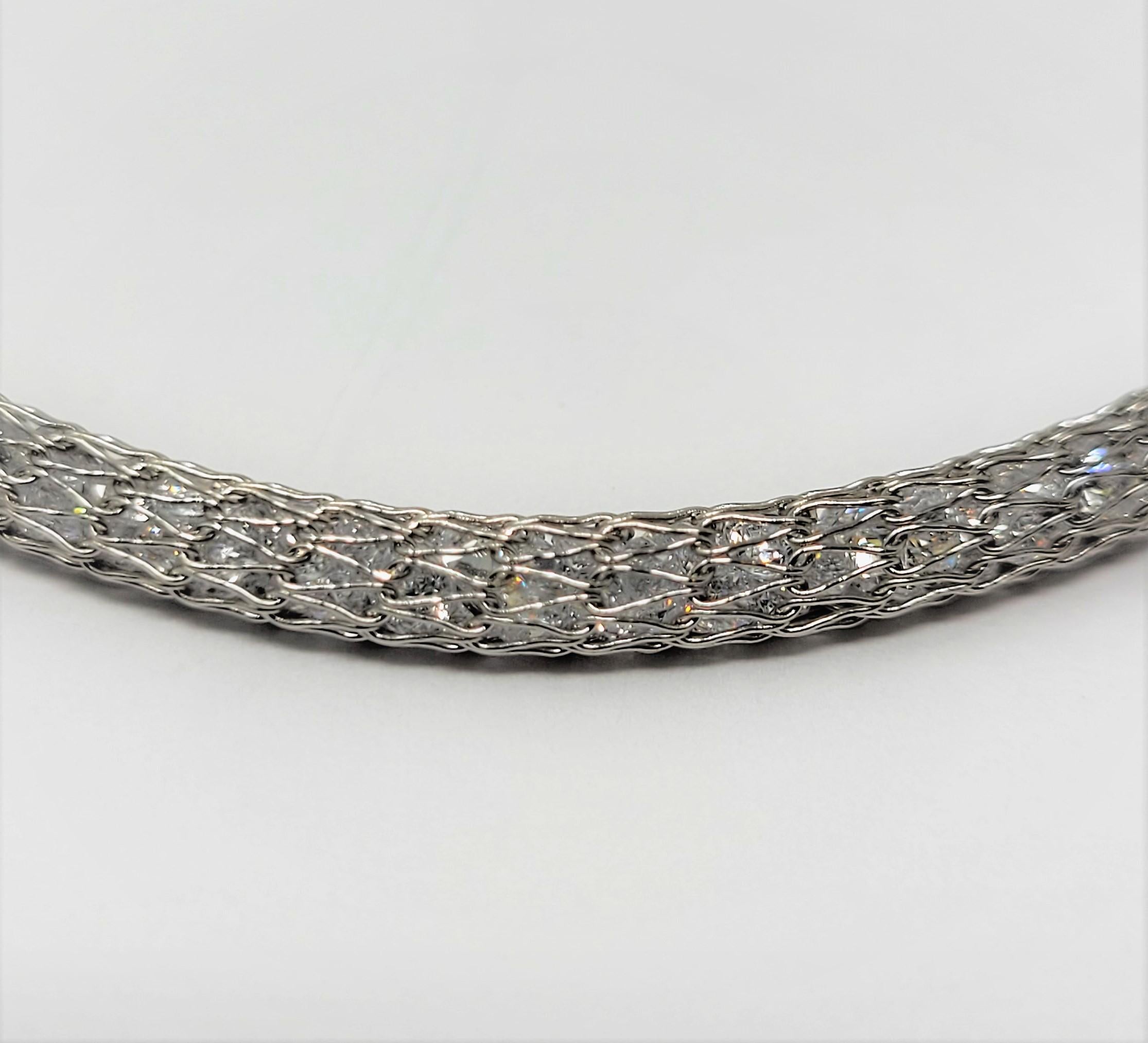 Bellarri Weißer Saphir gefüllt 14 Karat Weißgold Mesh Kette für Damen oder Herren
