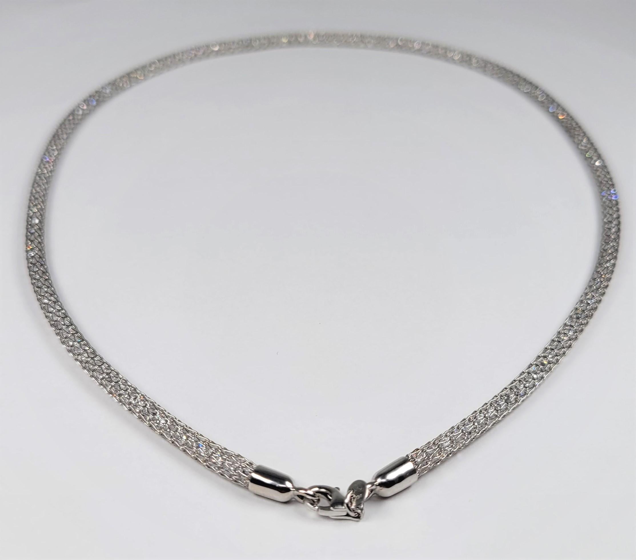 Bellarri Weißer Saphir gefüllt 14 Karat Weißgold Mesh Kette 1