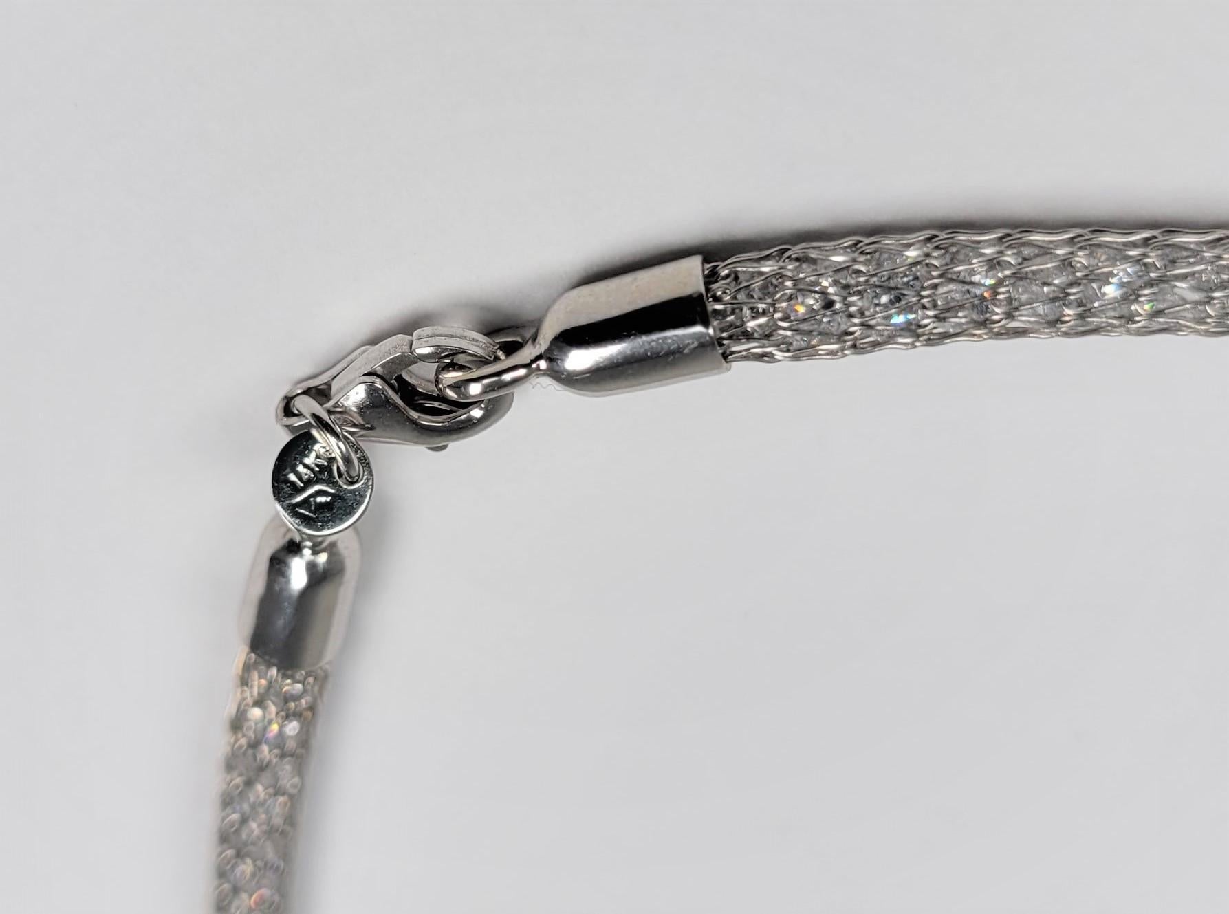 Bellarri Weißer Saphir gefüllt 14 Karat Weißgold Mesh Kette 2