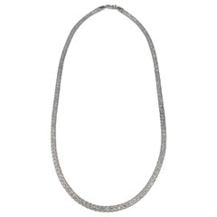 Bellarri Weißer Saphir gefüllt 14 Karat Weißgold Mesh Kette
