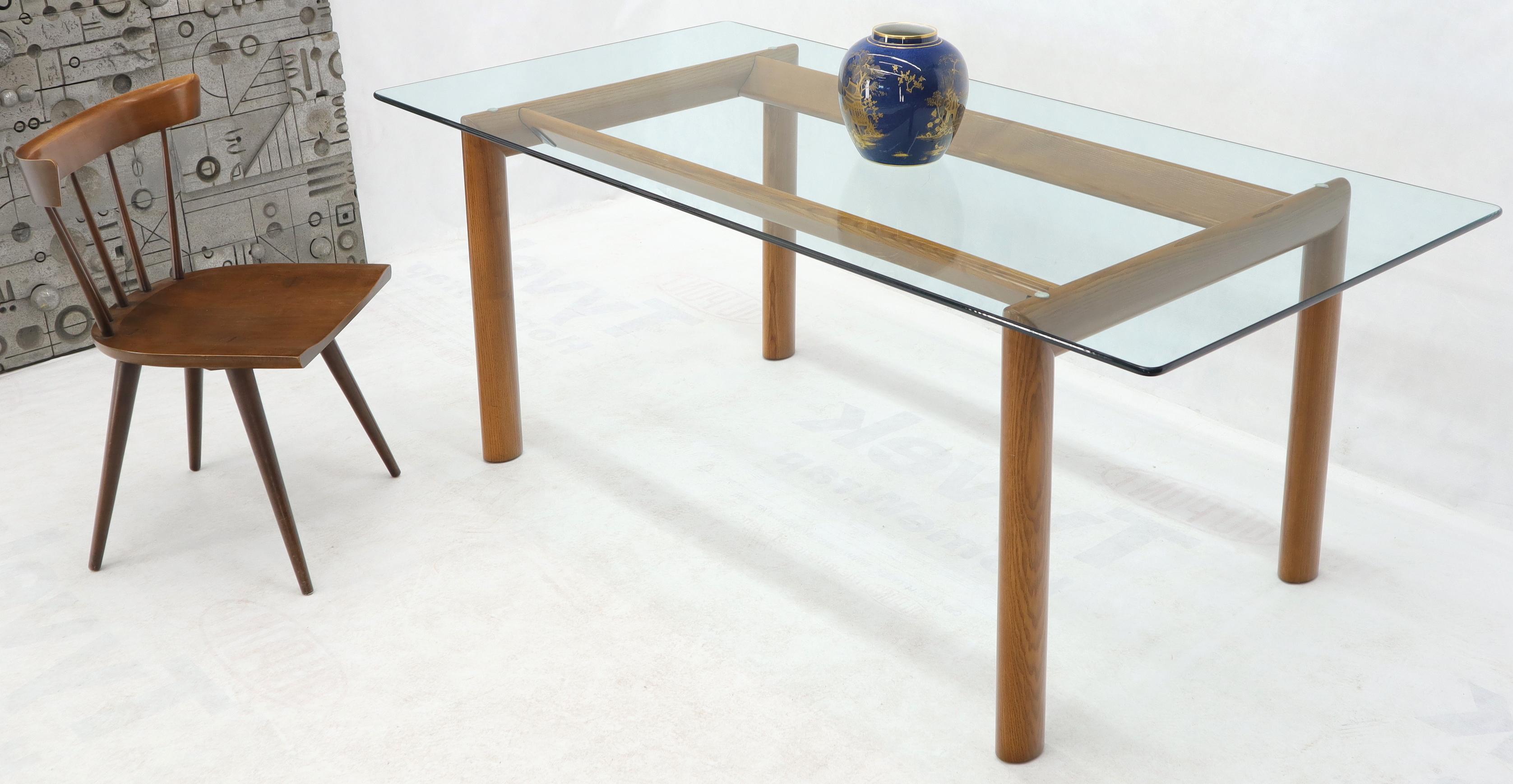 Bellato Contemporary Oak Base Glass Top Dining Conference Table 2