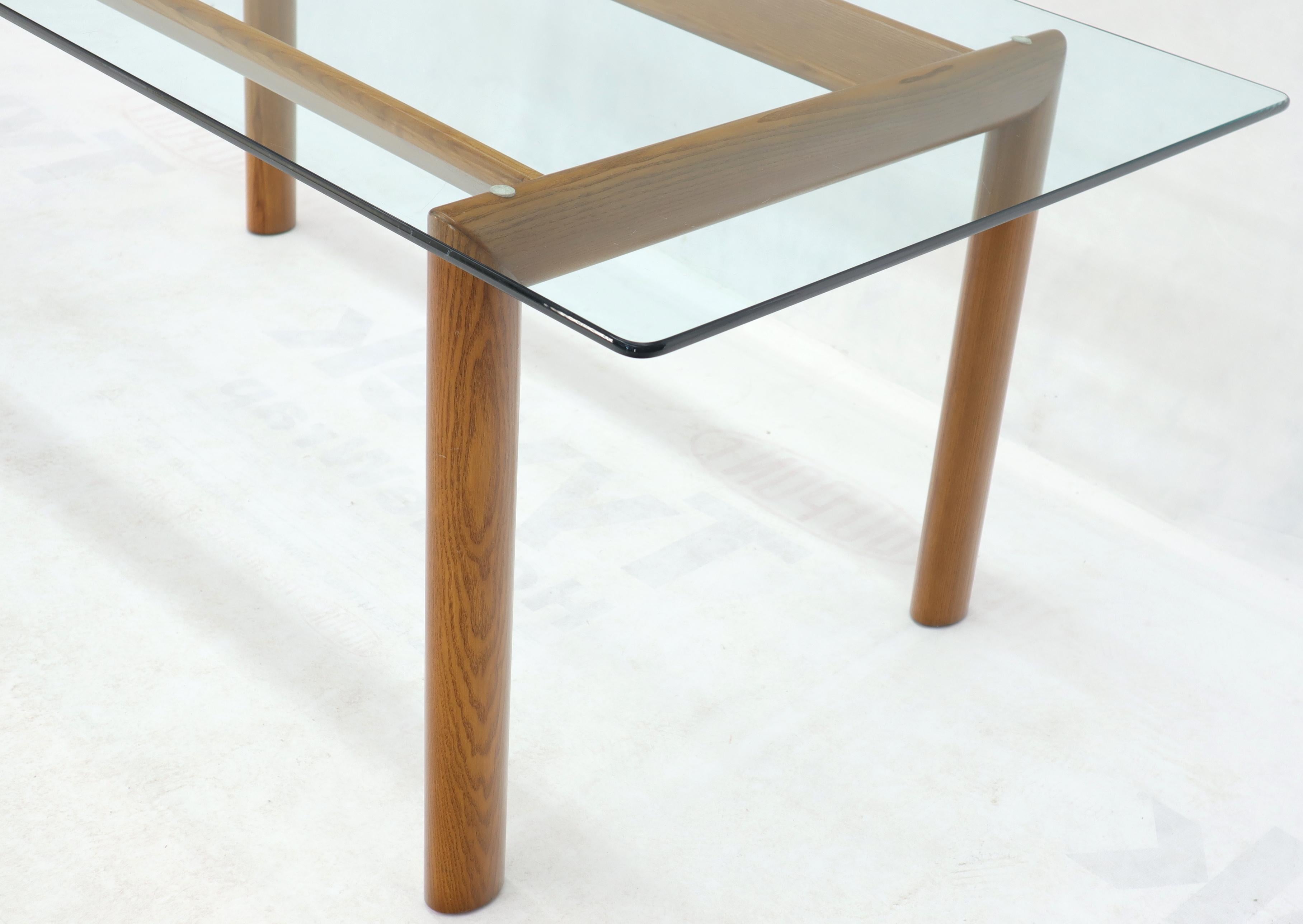 Lacquered Bellato Contemporary Oak Base Glass Top Dining Conference Table