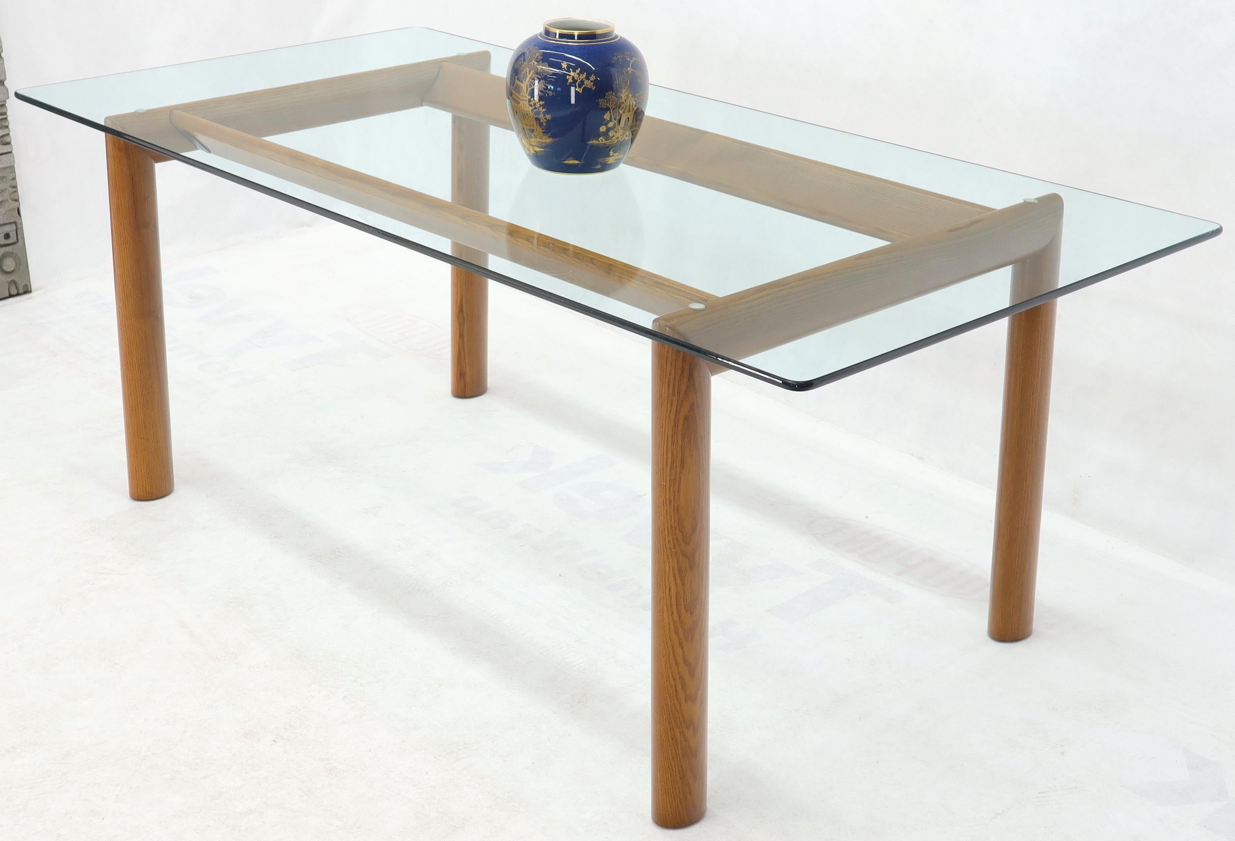 Bellato Contemporary Oak Base Glass Top Dining Conference Table 1