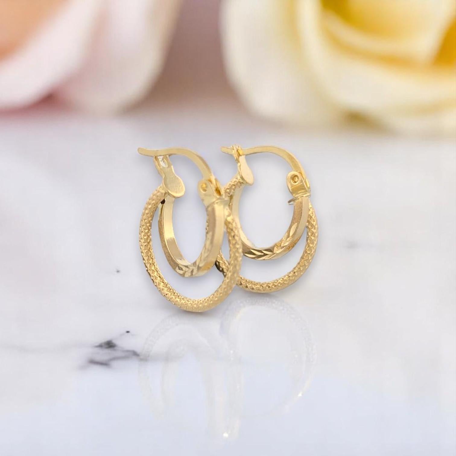 Artisan Boucles d'oreilles doubles Bellatrix  Design en or jaune 14 carats taillé en diamant de 5/8
