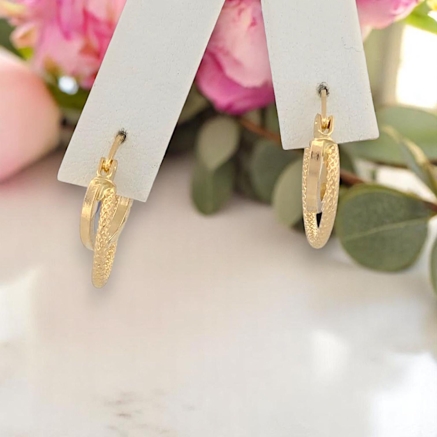 Boucles d'oreilles doubles Bellatrix  Design en or jaune 14 carats taillé en diamant de 5/8