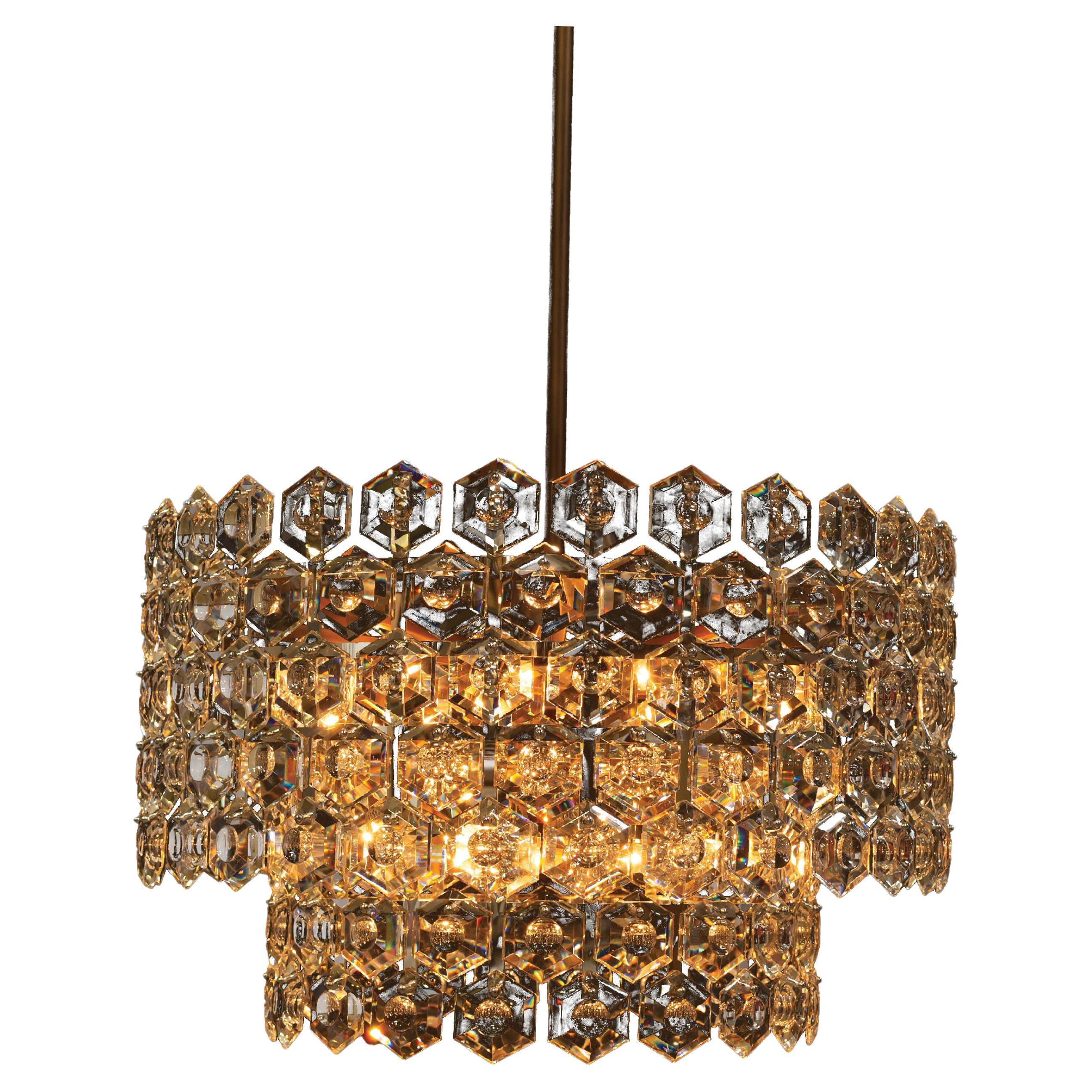 BELLAZA 36" Double-Tiered Crystal Chandelier By LUXE