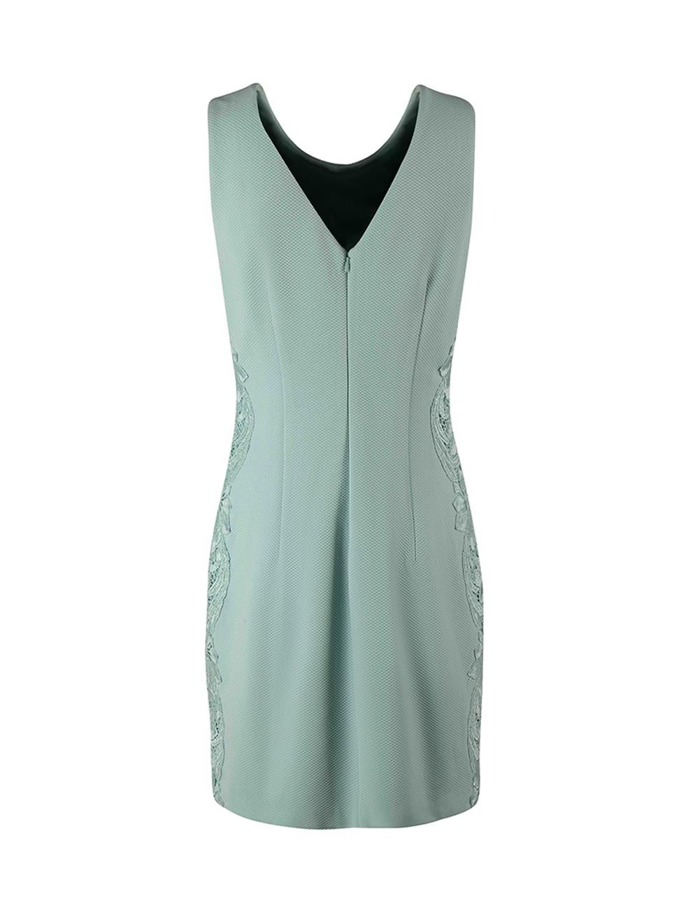 Belle Badgley Mischka Blue Lace Detail Textured Mini Dress Size XL In Good Condition For Sale In London, GB