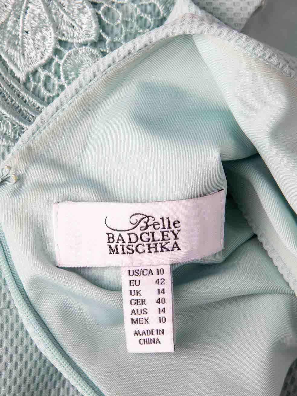 Belle Badgley Mischka Blue Lace Detail Textured Mini Dress Size XL For Sale 2