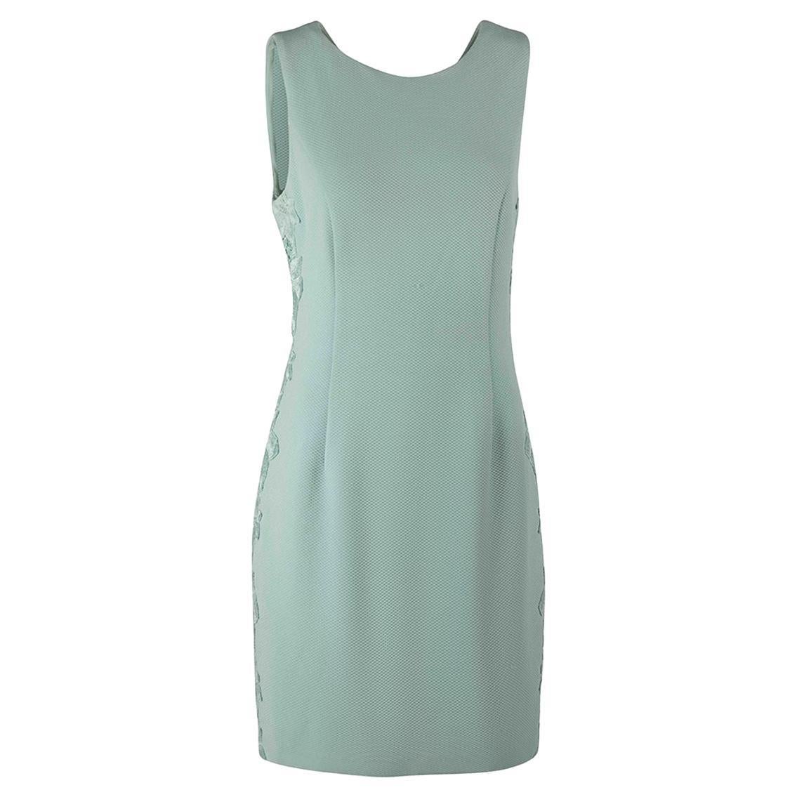Belle Badgley Mischka Blue Lace Detail Textured Mini Dress Size XL For Sale