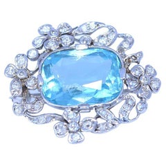 Belle Epoch Aquamarine Platinum Brooch, 1930