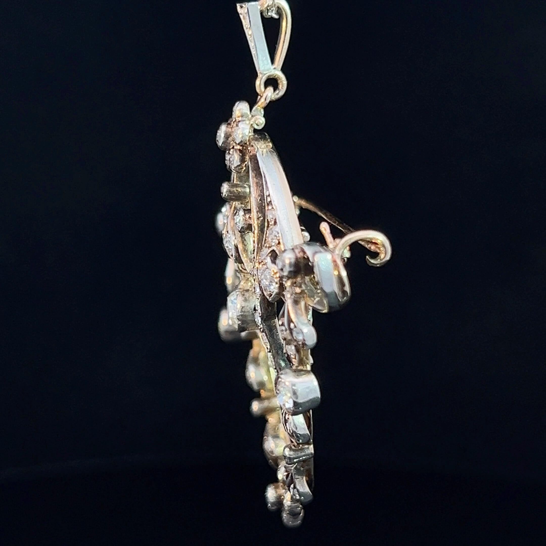 Old Mine Cut Belle Epoque Diamond Brooch / Pendant Circa 1900 For Sale