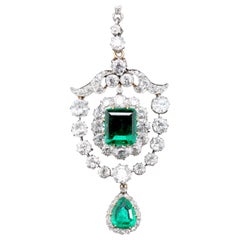 Antique Belle Epoch Gem No Oil 'SSEF' Emerald 2.10 Carat Pendant, circa 1910s