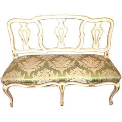 Antique Belle Epoch Painted and Gilded Bench