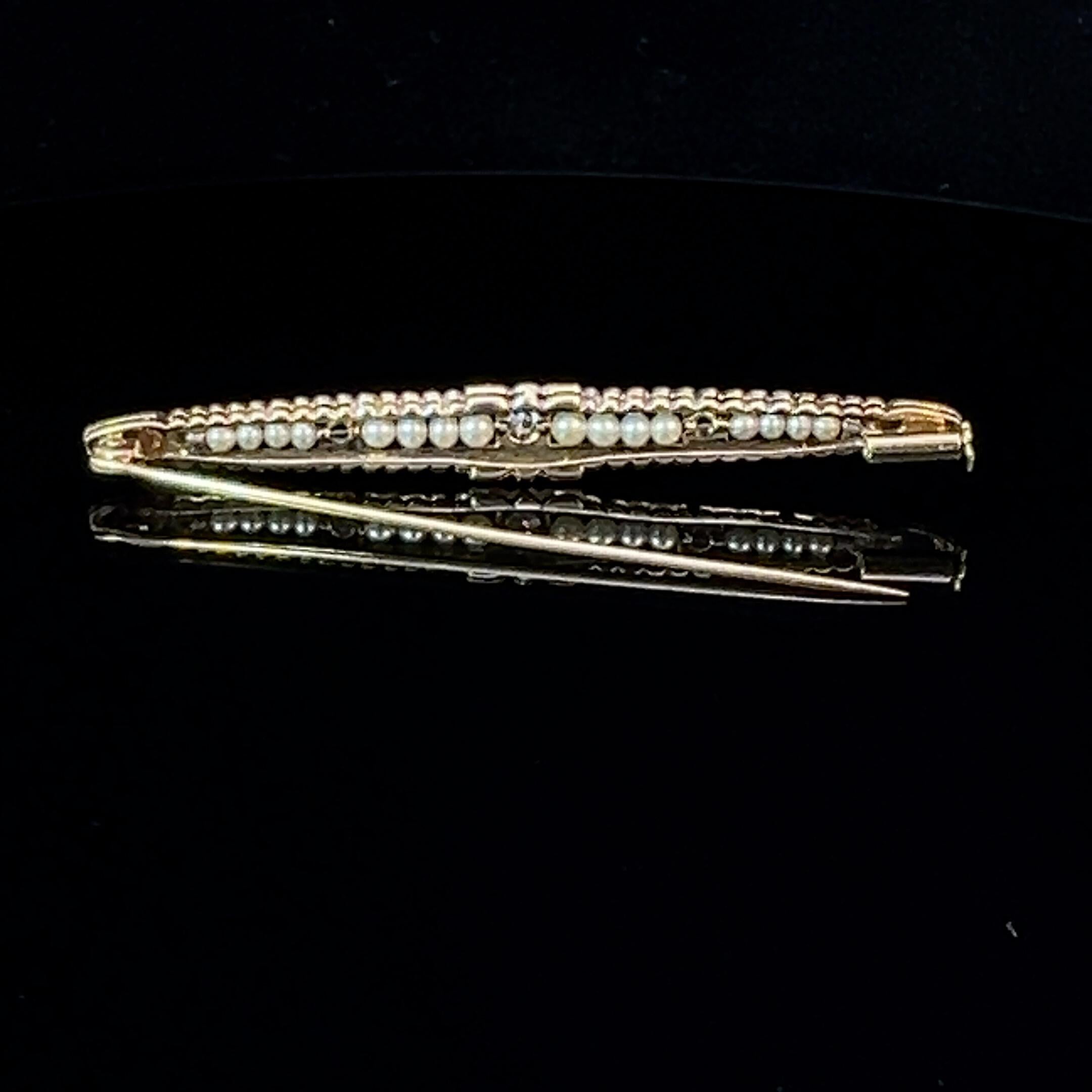 Mixed Cut Belle Epoch Pearl & Diamond Brooch Circa 1920