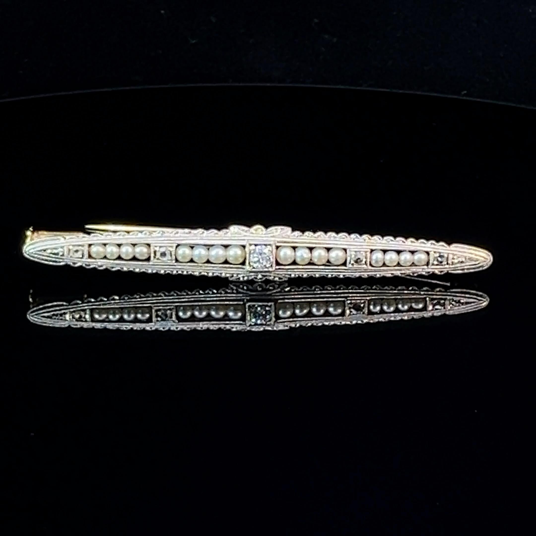 Belle Epoch Pearl & Diamond Brooch Circa 1920 In Good Condition In ADELAIDE, SA