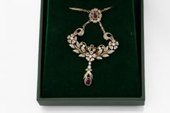 Belle Epoqie old necklace with diamonds and rubies.