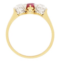 Belle Époque 0.40ct Ruby and Diamond Trilogy Ring, c.1910s