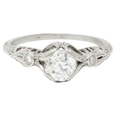 Belle Epoque 0.66 Carat Diamond Platinum Bow Engagement Ring