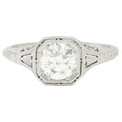 Belle Époque 1.01 CTW European Diamond Platinum Antique Garland Engagement Ring
