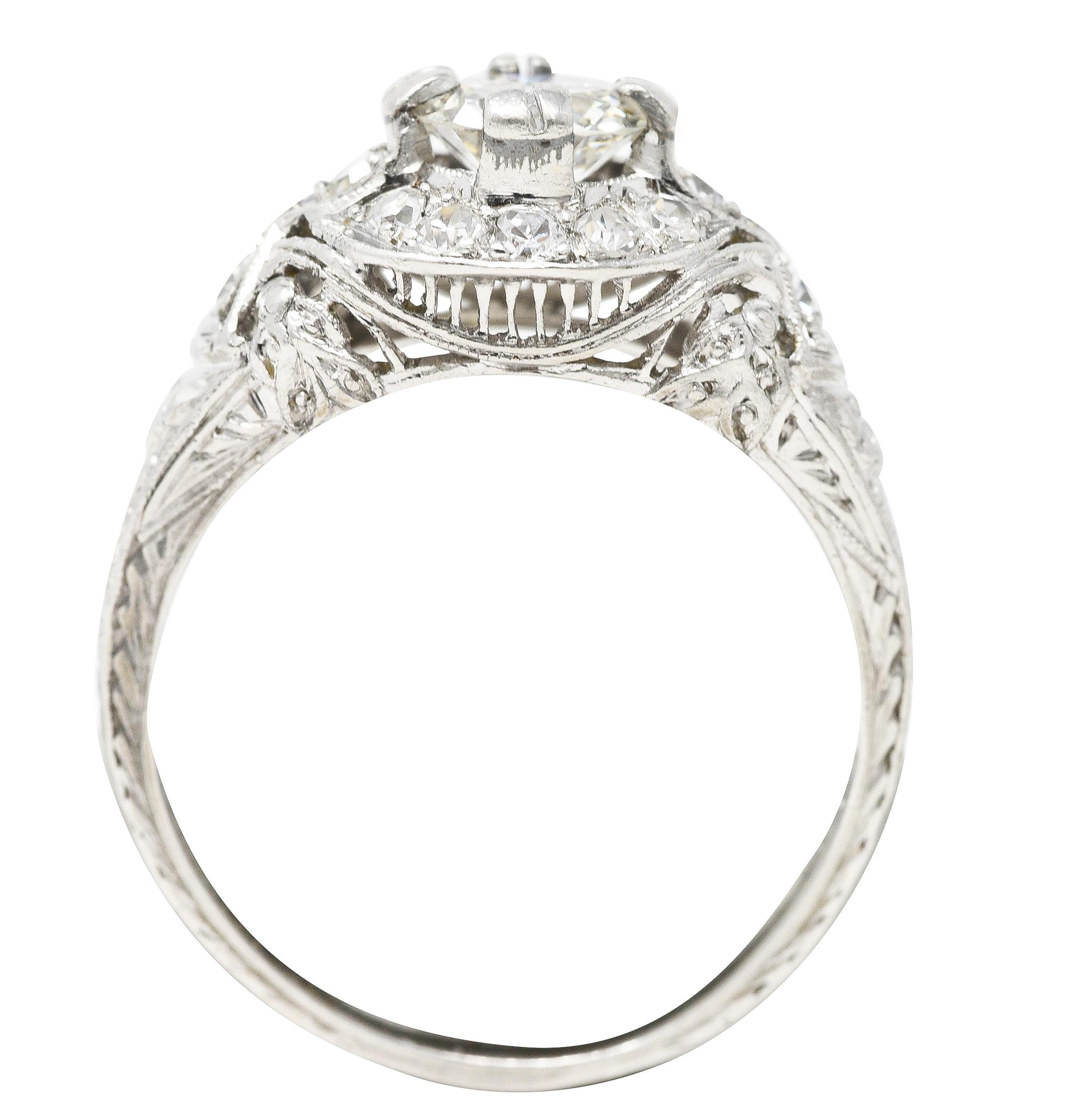 Belle Epoque 1.03 Carats Old European Cut Diamond Platinum Festoon Halo ...